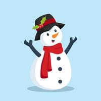 Natale pupazzo di neve con cappello personaggio design illustrazione vettore