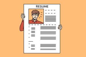 umano risorse e curriculum vitae concetto. ufficiale curriculum vitae di candidato per lavoro applicazione e ricerca con foto vettore illustrazione