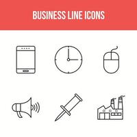 6 icone della linea di business vettore