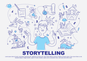 illustrazione di vettore di doodle di storytelling