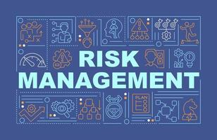 rischio gestione parola concetti buio blu striscione. affare con i problemi. infografica con icone su colore sfondo. isolato tipografia. vettore illustrazione con testo.