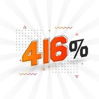 416 sconto marketing bandiera promozione. 416 per cento i saldi promozionale design. vettore