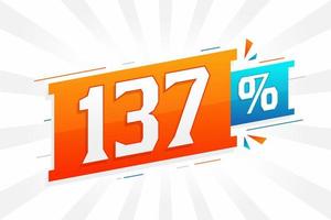 137 sconto marketing bandiera promozione. 137 per cento i saldi promozionale design. vettore