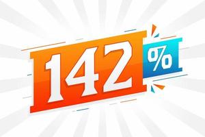 142 sconto marketing bandiera promozione. 142 per cento i saldi promozionale design. vettore