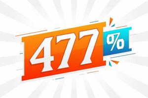 477 sconto marketing bandiera promozione. 477 per cento i saldi promozionale design. vettore