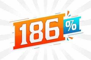 186 sconto marketing bandiera promozione. 186 per cento i saldi promozionale design. vettore