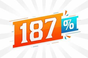 187 sconto marketing bandiera promozione. 187 per cento i saldi promozionale design. vettore