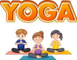 persone praticante yoga con testo vettore