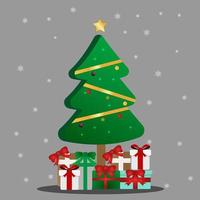 albero di natale e confezione regalo vettore