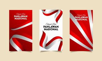 hari pahlawan è indonesiano eroi giorno design con verticale stile. celebrazione di eroi giorno di Indonesia design storie collezione vettore