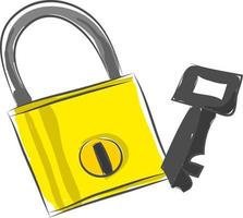 un' serratura e un' chiave, vettore o colore illustrazione.