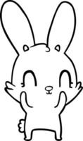 cartone animato linea arte contento coniglietto vettore