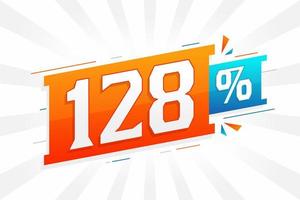 128 sconto marketing bandiera promozione. 128 per cento i saldi promozionale design. vettore