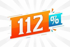 112 sconto marketing bandiera promozione. 112 per cento i saldi promozionale design. vettore