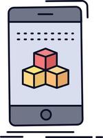 scatola 3d cubo smartphone Prodotto piatto colore icona vettore