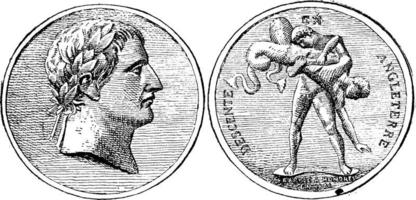un' napoleonico medaglia, Vintage ▾ illustrazione. vettore