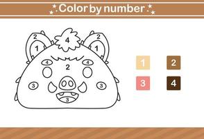 colore di numero di carino animale.educativo gioco adatto per bambini e prescolastico vettore