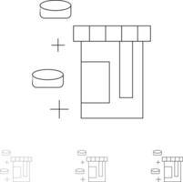 tavoletta bottiglia assistenza sanitaria grassetto e magro nero linea icona impostato vettore