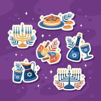 colorato contento hanukkah etichetta collezione vettore