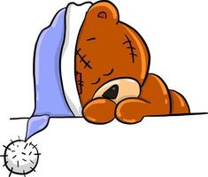 addormentato orso con cappello, illustrazione, vettore su bianca sfondo