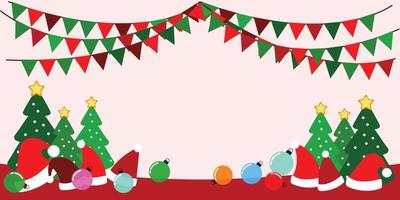Natale bandiera tema, albero , Santa cappello Natale celebrazione vettore
