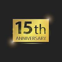 oro piazza piatto elegante logo 15 anno anniversario celebrazione vettore