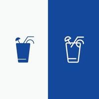 succo bevanda cibo primavera linea e glifo solido icona blu bandiera linea e glifo solido icona blu bandiera vettore