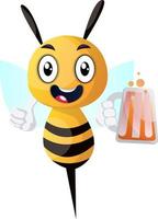 ape Tenere un' bere, ape Tenere un' birra, illustrazione, vettore su bianca sfondo.