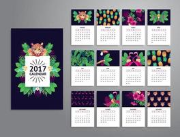 tropicale stampabile calendario 2017. vettore