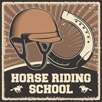 retrò Vintage ▾ illustrazione vettore grafico di cavallo equitazione scuola in forma per legna manifesto o segnaletica