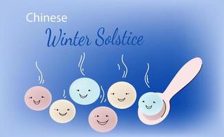 inverno solstizio saluto carta, striscione, poster.cinese e taiwanese feste, lanterna Festival. divertente kawaii delizioso glutinoso riso palle carattere. vettore cartone animato, scarabocchio, mano disegnato