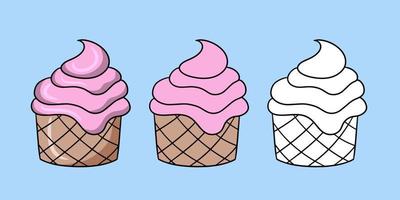 orizzontale impostato di immagini, delizioso Cupcake con luminosa frutta crema, vettore illustrazione nel cartone animato stile su un' colorato sfondo