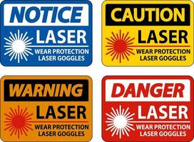 laser indossare protettivo laser occhiali cartello su bianca sfondo vettore