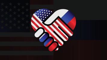 unito stati di America e Russia bandiere nel relazioni stretta di mano. Due bandiere insieme. adatto uso per Russia e America evento vettore