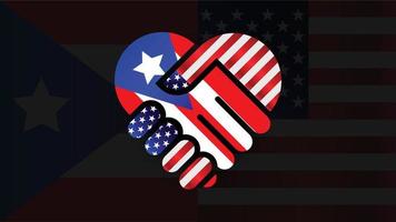 unito stati di America e puerto stecca bandiere nel relazioni stretta di mano. Due bandiere insieme. adatto uso per puerto stecca e America evento vettore