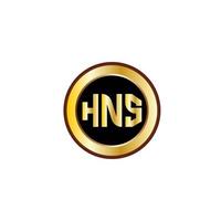 creativo hns lettera logo design con d'oro cerchio vettore