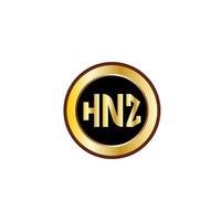 creativo hnz lettera logo design con d'oro cerchio vettore