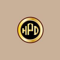creativo hpd lettera logo design con d'oro cerchio vettore