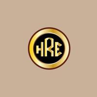 creativo qui lettera logo design con d'oro cerchio vettore