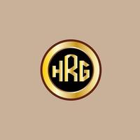 creativo hrg lettera logo design con d'oro cerchio vettore