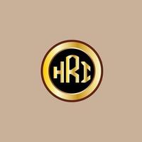 creativo hri lettera logo design con d'oro cerchio vettore