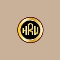 creativo hru lettera logo design con d'oro cerchio vettore