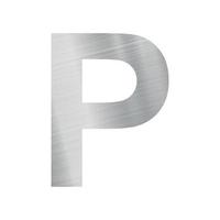 argento metallo struttura, inglese alfabeto lettera p su bianca sfondo - vettore