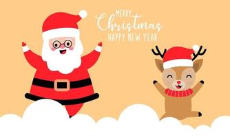 Santa Claus e cervo sfondo, Natale giorno vettore