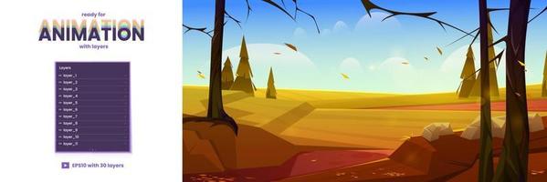 cartone animato autunno natura paesaggio animazione strati vettore