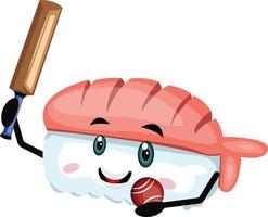 Sushi con cricket, illustrazione, vettore su bianca sfondo.