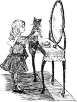 ragazza felis catus gattino , Vintage ▾ illustrazione vettore