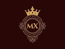 lettera mx antico reale lusso vittoriano logo con ornamentale telaio. vettore