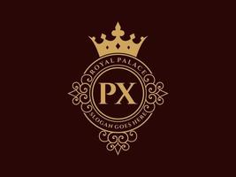 lettera px antico reale lusso vittoriano logo con ornamentale telaio. vettore