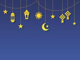 Ramadan e eid mubarak piatto bandiera vettore illustrazione design